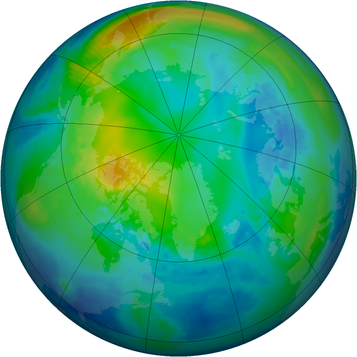 Arctic ozone map for 09 November 2000